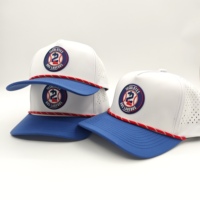 Gorras Trucker Personalizadas de Alta Calidad con Parche de Goma Perforado con Láser, Gorra de Golf Impermeable de 5 Paneles con Cierre a Presión y Cuerda