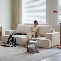 Canapé modulaire en forme de I Zayshine, style nordique moderne, en tissu velours, pour salon, 3 places, profond, pour appartement, canapé de petite taille
