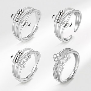 Anillos giratorios ajustables al por mayor de fábrica, chapados en rodio y cobre, joyería para aliviar el estrés para mujeres - Product Image 1