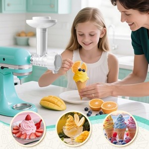 Accessoire pour crème glacée molle et sorbet sans produits laitiers pour batteur sur socle <span class=keywords><strong>KitchenAid</strong></span>, pour gelato aux fruits sain, sorbet, installation facile, sans pré-refroidissement - Product Image 1