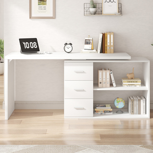 Bàn làm việc chữ L hiện đại cao cấp với 3 ngăn kéo, mặt bàn gỗ có thể đảo chiều, kèm kệ lưu trữ dành cho văn phòng tại nhà - Product Image 5