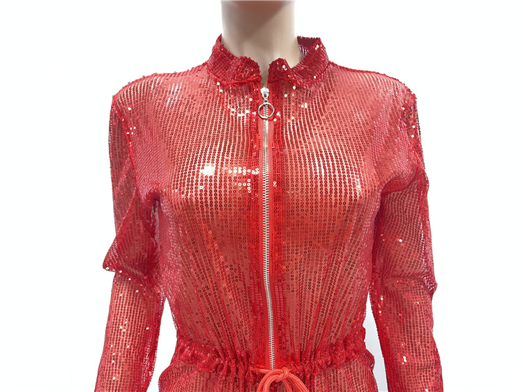 M941-women fashion long sleeve sparkly sequin jumpsuit for ladies one piece jumpsuit