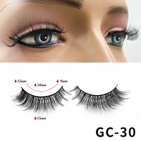 Lot de 10 paires de faux cils en fibres synthétiques, boîte en carton, 3D faits à la main, avec bande en plastique et tige en coton, style européen et américain, épais