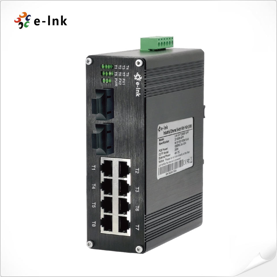 Industrial E-link LNK-IMC208-SFP 10Gbps 10/100/1000Mbps Fast Ethernet Switch 2 Fiber Ports 8 Copper Ports Full-Duplex for