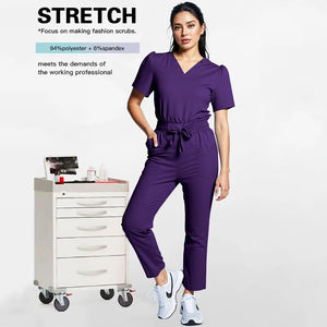 ชุดยูนิฟอร์มโรงพยาบาลคอวีตรงสำหรับ2025ร้านเสริมสวยชุดพยาบาลทางการแพทย์สำหรับผู้หญิงกำหนดโลโก้ได้เอง - Product Image 3