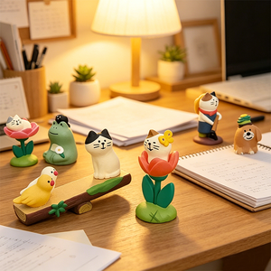 Figurines en résine d'animaux mignons (chat, grenouille) - Ornements de bureau et de jardin pour le Nouvel An chinois et Noël, faits à la main, peints à la main, objets de collection DIY - Product Image 3