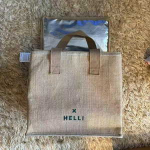 Nouveau design Jute sac isotherme avec poignée grande capacité de stockage des aliments isolé sac à déjeuner Camping pique-nique sac de stockage des aliments - Product Image 5