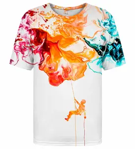 הילה 3D מודפס צבע שרוול קצר לשפוך טיפוס הרים חולצת טריקו לגברים אופנה חולצות קז'ואל נוסעים קיץ הצלה