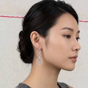 Pendientes colgantes de lujo de plata de ley 925 con diamantes blancos naturales redondos, joyería fina hecha a mano para fiesta, regalo para mujer, 1.43 quilates en total - Product Image 2