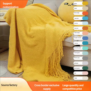 Bán Buôn 100% Acrylic Sợi Chấp Nhận Mềm Mại Thoải Mái Tùy Chỉnh Tấm Thảm Jacquard Dệt Ném Chăn Với Trang Trí Nội Thất Tua - Product Image 2