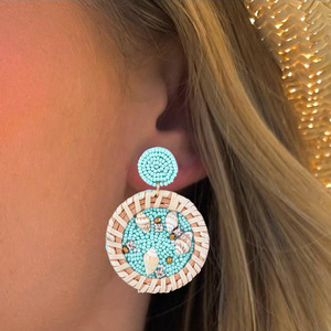 Hanluan <strong>Hawaiian</strong> Lobster Crab Starfish Ocean Beaded Drop Earrings Boho Conch <strong>Seed</strong> Bead Earrings Summer Beach <strong>Jewelry</strong> - Product Image 2