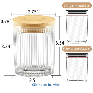 Bocaux à bougies en verre côtelé épais <span class=keywords><strong>de</strong></span> 7 oz pour la fabrication <span class=keywords><strong>de</strong></span> bougies avec couvercles en bambou hermétiques, mèches et autocollants, pour la fabrication <span class=keywords><strong>de</strong></span> bougies DIY - Product Image 6
