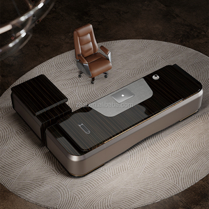 Zitai Premium moderno grano di legno <span class=keywords><strong>High</strong></span> Gloss Desktop con caricabatterie Wireless Manager capo ufficio esecutivo scrivania Leadership tavolo - Product Image 3