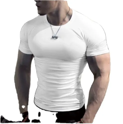 Custom Slim Fit 95% Cotton Sportswear Men Training Gym Short Slevve Running Shirt