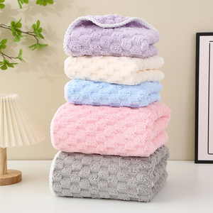 Juego de Toallas de Felpa Coral, 35x75cm 70x140cm, Rectangulares, Suaves, en Rosa, Beige, Morado, Azul y Gris, Toallas de Baño, Toallas Faciales, para Uso Doméstico - Product Image 1