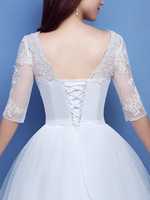 LY-WD0191 robe de mariée élégante pour la mariée a-ligne demi-manches jupe princesse Look dos à lacets Maxi longueur grande taille maternité
