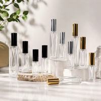 Flacon pulvérisateur de parfum vide en verre 3ml 5ml 10ml 20ml, forme carrée, atomiseur rechargeable avec capuchon noir, or, argent, brume fine