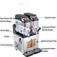 Machine à slush électrique commerciale à 2 réservoirs en acier inoxydable, distributeur automatique de boissons glacées à 2 saveurs pour les fêtes et les hôtels