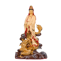 Statue de Bouddha Guanyin Bodhisattva Dragon Équestre en Laiton Doré de Taïwan, Imprimée en Letterpress, pour Décoration et Culte à Domicile