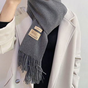 Phong Cách Mới Mùa Thu Mùa Đông Khăn Phụ Nữ Màu Tinh Khiết Cashmere Cảm Giác Chất Lượng Cao Bán Đơn Sắc Twill Mềm Ấm Khăn Với Tua - Product Image 5