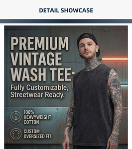 Camiseta sin mangas para hombre de algodón 100% de alto gramaje con lavado ácido, estilo vintage streetwear, corte holgado, retro, tipo muscle tee, ropa masculina - Product Image 4