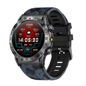 Drioshipping hombres al aire libre Amoled reloj inteligente KC80 impermeable BT llamada sangre oxígeno ritmo cardíaco deporte linterna 1ATM Dafit App - Product Image 5