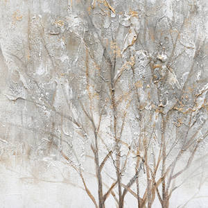 Dipinto a Olio Paesaggistico Texturizzato Tonalità Neutre Scenari <span class=keywords><strong>Invernali</strong></span> Alberi Nebbosi per Arredamento Casa Quadri di Nature Morte - Product Image 4