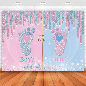 Fondo de Fotografía para Revelación de Género Azul y Rosa, Poliéster, Decoración para Fiesta de Cumpleaños de Niño o Niña - Product Image 1