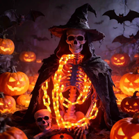 Nouvelles lumières décoratives en chaîne pour Halloween, blanc chaud, pour fêtes en extérieur, décors de maison hantée, accessoires d'ambiance, lumière effrayante