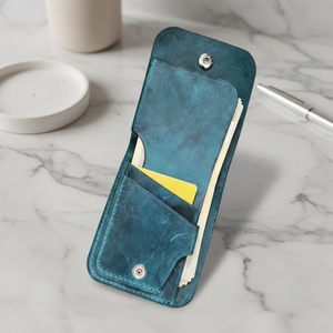 Porte-cartes en cuir de vachette véritable Boshiho pour hommes - Multifonction, blocage RFID, fermeture à glissière vintage, épaisseur 30 mm, 40 g - Product Image 2