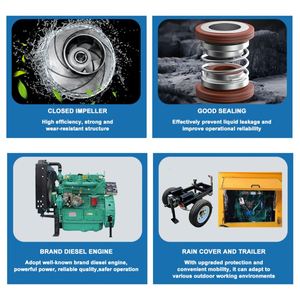 Bomba de Agua Centrífuga Portátil de Auto-Succión, Bomba Móvil de Alta Presión Impulsada por Diésel para Control de Inundaciones - Product Image 3