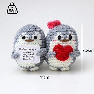 Hot Selling New Product Heart Penguin Couple Handmade Crocheted <b>Ornament</b> Positive Energy Card <b>Ornament</b> Gifts Party Decorations - Product Image 4