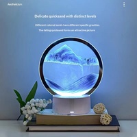 Lampe de table de taille moyenne avec peinture dynamique 3D à sable mouvant, effet sablier, lumière LED