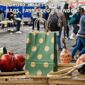 Sacs en papier kraft de luxe avec poignée pour bougies, cadeaux, artisanat, shopping, pain à emporter, écologiques, recyclables, aqueux, livraison en 3 jours - Product Image 2