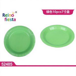 Set all'Ingrosso di 10 Piatti di Carta Ecologici Verdi da 7 Pollici, Resistenti per Matrimoni, Feste e Ristoranti, Modello Peiyong 52485 - Product Image 1