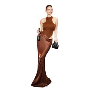 JY24574 2024 Style européen <span class=keywords><strong>et</strong></span> américain élégant Satin <span class=keywords><strong>gilet</strong></span> robe pour les femmes basique évider longue jupe avec appel d'été - Product Image 1