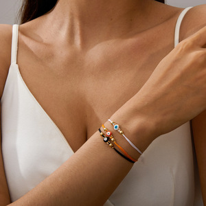 Pulseras Ajustables Bohemias con Ojo Turco para Mujer, Pulsera de Cuerda Trenzada Hecha a Mano, Colorida, Accesorios de Joyería para Fiesta - Product Image 3