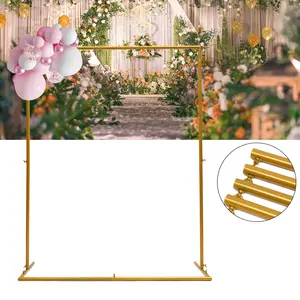 Soporte de fondo de arco de boda de Metal dorado de 1,5 M con soporte de flores de globo para decoración de jardín, cenadores de boda y pérgola