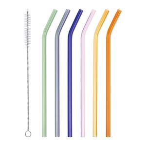 Pailles en verre borosilicate courbées colorées en gros, pailles en verre courbées réutilisables - Product Image 1