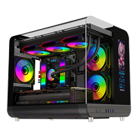 ESGAMING Airplane Open Door Micro ATX ITX Pc Case Mid Tower Tempered Glass Gaming Computer Cases & Towers With Screen Display
