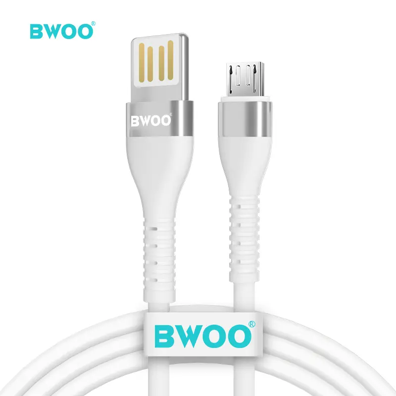 BWOO Pemasukan Buta Kabel Data Usb 5 Pin, Kain Tpe 2,4 A Pengisi Daya Cepat Dua Sisi Kabel Pengisi Daya Usb Mikro Super Fleksibel