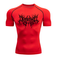 Camiseta deportiva de secado rápido de poliéster elástico para hombre con logotipo personalizado, camiseta de compresión transpirable informal, cuello redondo, manga corta