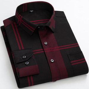 Camicia da <span class=keywords><strong>uomo</strong></span> <span class=keywords><strong>Casual</strong></span> <span class=keywords><strong>taglie</strong></span> <span class=keywords><strong>forti</strong></span> con Design elasticizzato antirughe a maniche lunghe - Product Image 3