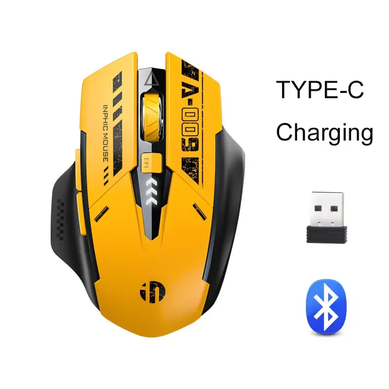 Wholesale INPHIC A9 BluetOoth Mouse Rechargeable Ergonomic Silent Mice Multi-Device Connection Mecha Style Mouse Wireless