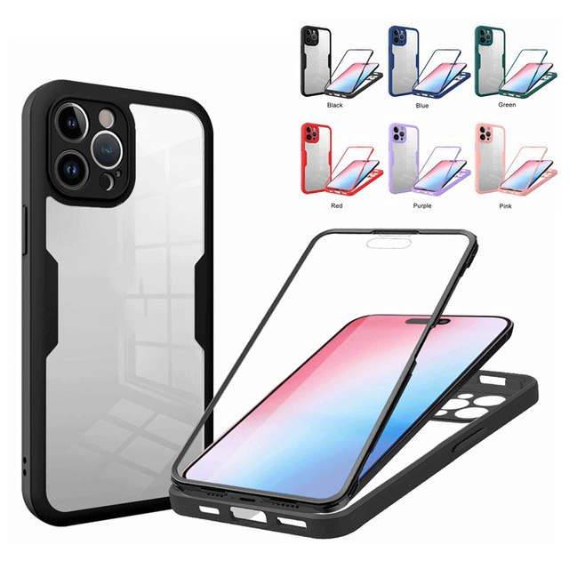 Wholesales 360 Full Cover Clear Phone Case for iPhone 16 Pro Max Clear Transparent 2in1 TPU PC Protector Back Shockproof Cover