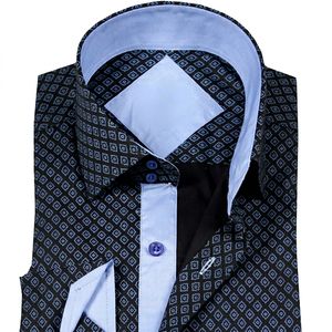เสื้อเชิ้ตผู้ชายแขนยาวสีฟ้าอ่อน ผ้าป๊อปลิน 100% ผ้าฝ้าย - Product Image 1