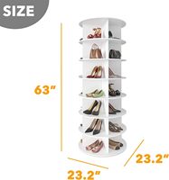 Tour de porte-chaussures rotative Lazy Susan à 7 niveaux 360 degrés affichage en bois pour usage domestique pour cuisine salle de bain salon stockage