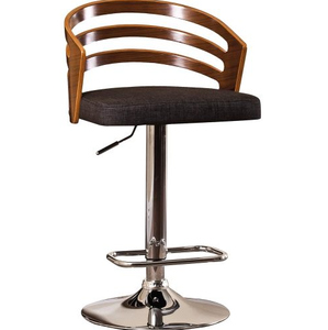 Modern Solid Wood <b>Back</b> Adjustable Swivel <b>Bar</b> <b>Stool</b> with Metal Base Lightweight Design for Home <b>Bar</b> & Dining - Product Image 1