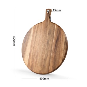 Tabla de Cortar y Pala para Pizza Redonda de Madera de Acacia de 16 Pulgadas con Asa para Cocina, Charcutería y Uso Decorativo - Product Image 2