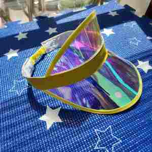 Viseras de Sol de Plástico con Protección UV para Mujer, Visera de Playa Transparente de PVC con Efecto <span class=keywords><strong>Tornasol</strong></span>, de Calidad Láser, para Adultos - Product Image 4
